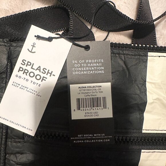 NWT Aloha Collection Go To Tote Le Voyageur Caffe on Black - Picture 4 of 6